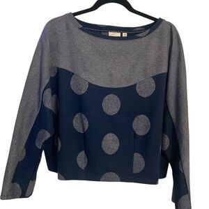 Anthropology Metallic and Blue Polka Dot Sweater L NWT